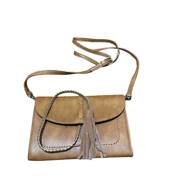 FREE People Brown Faux Leather Francesca Envelope Crossbody w/Removable Strap - Picture 2 of 12